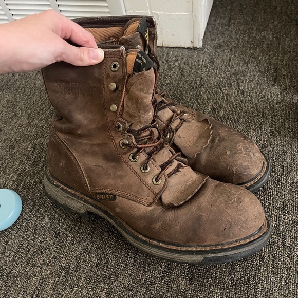 Ariat Men's Brown Workhog waterproof leather Boots composite toe size 10 D - Picture 1 of 14